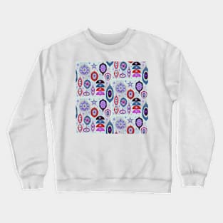 Purple and Navy Retro Ornament Pattern Crewneck Sweatshirt